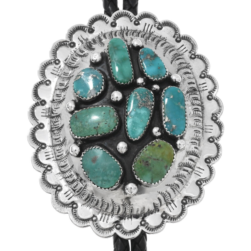 Turquoise Navajo Bolo Tie with Silver Detailing