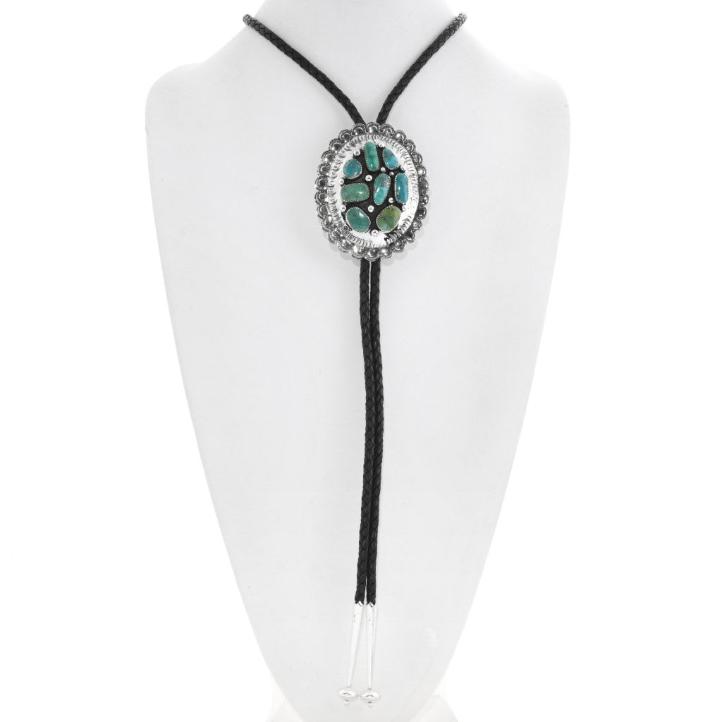 Turquoise Navajo Bolo Tie with Silver Detail