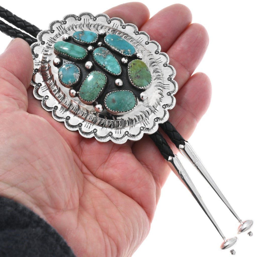 Turquoise Navajo bolo tie with silver details