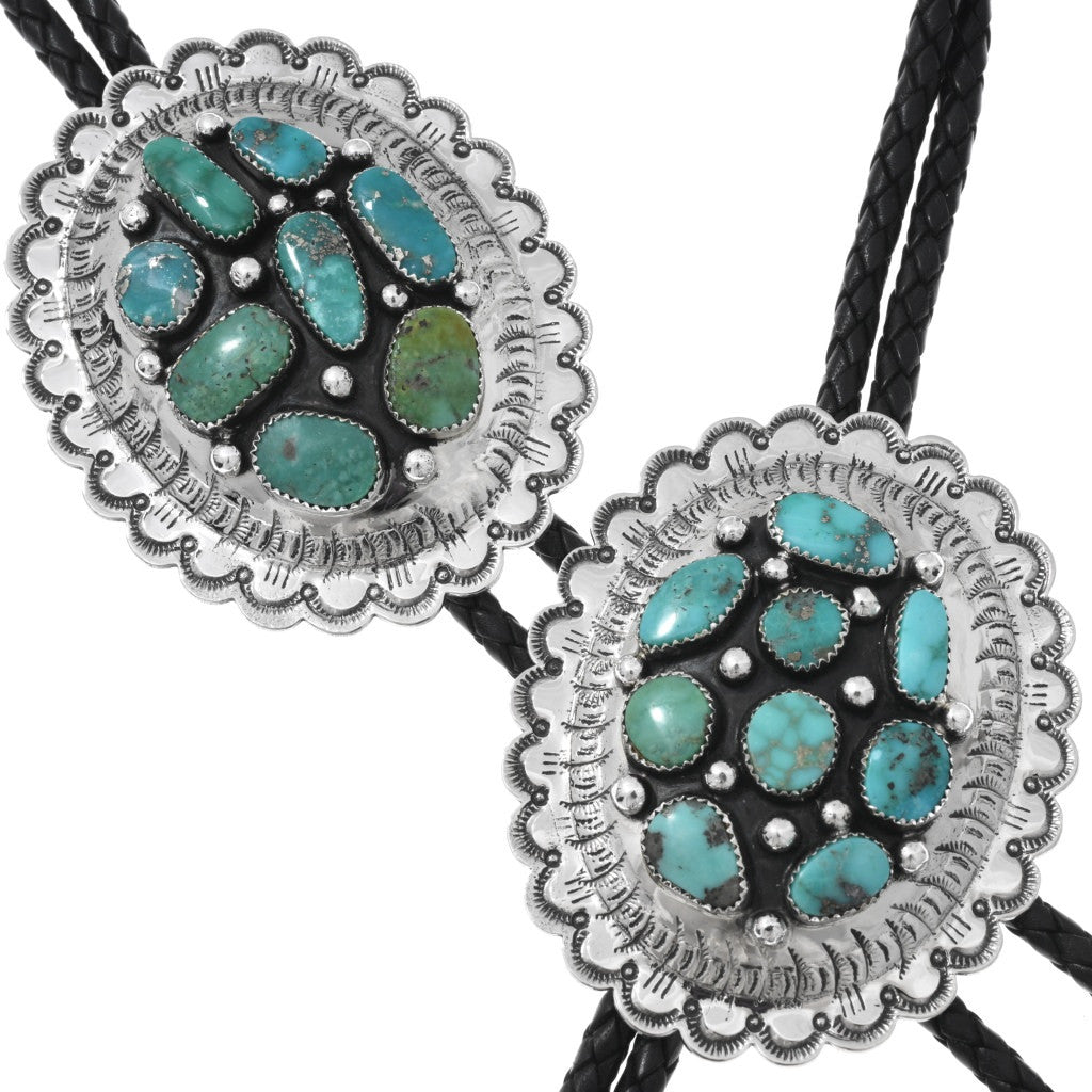 Turquoise Navajo bolo tie with silver details
