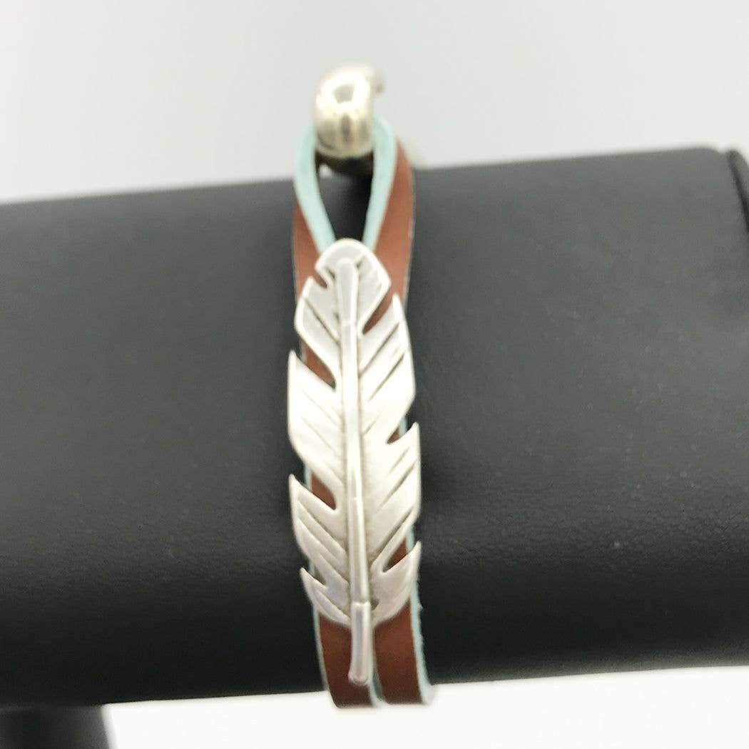 Bracelet with silver feather charm