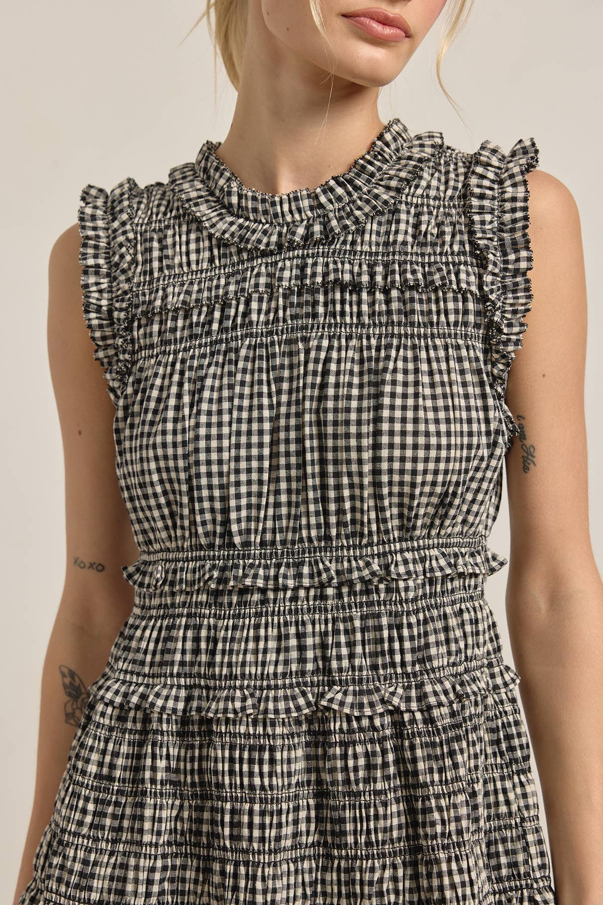 Smocked Gingham Maxi Dress