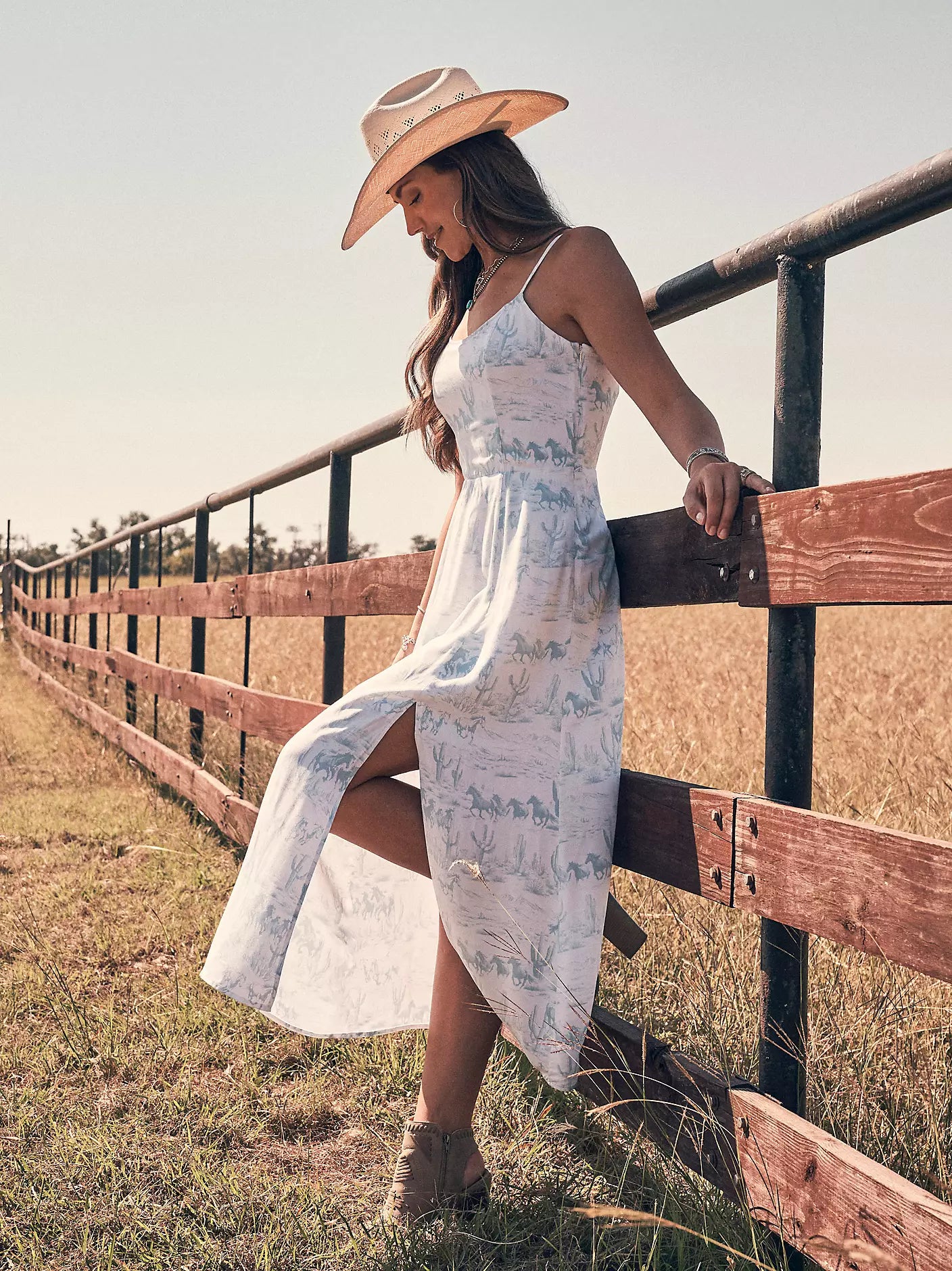 Wrangler Retro Americana Maxi Dress White at Bourbon Cowgirl