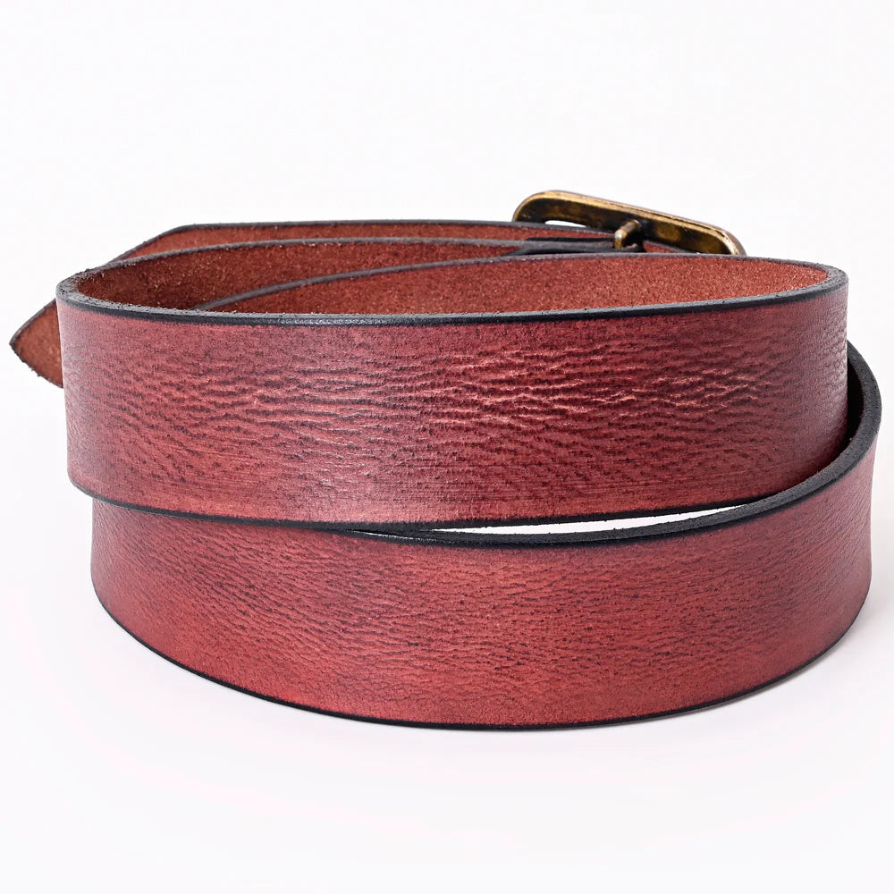 Red leather belt 138204-c