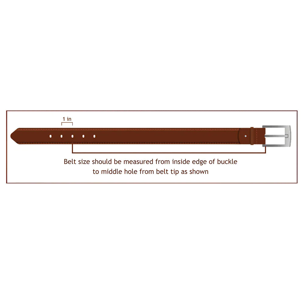 Brown leather belt size measurement guide