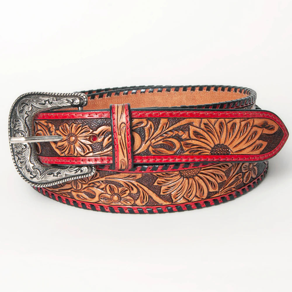 Leather floral tooled belt 143700