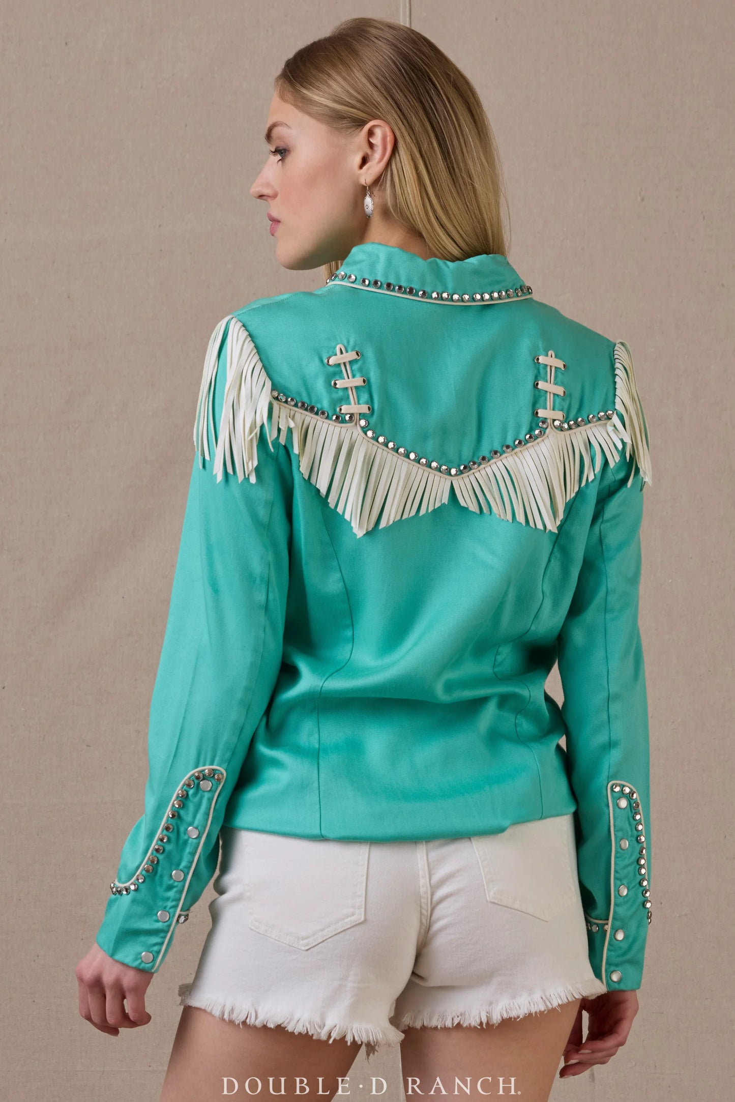 Turquoise fringe top from Rodeos & Rhinestones.