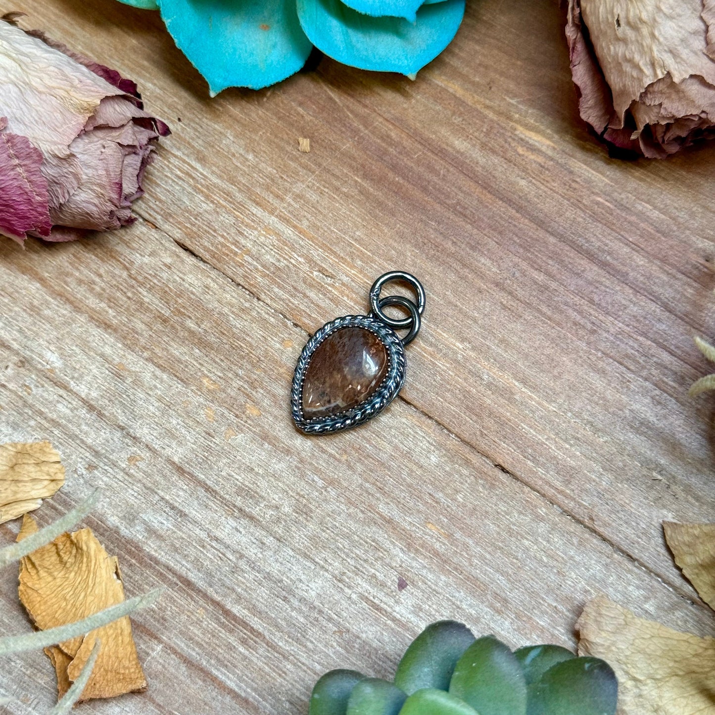 FREE Sterling Silver Necklace + MJ Brown Wild Horse Teardrop Charm