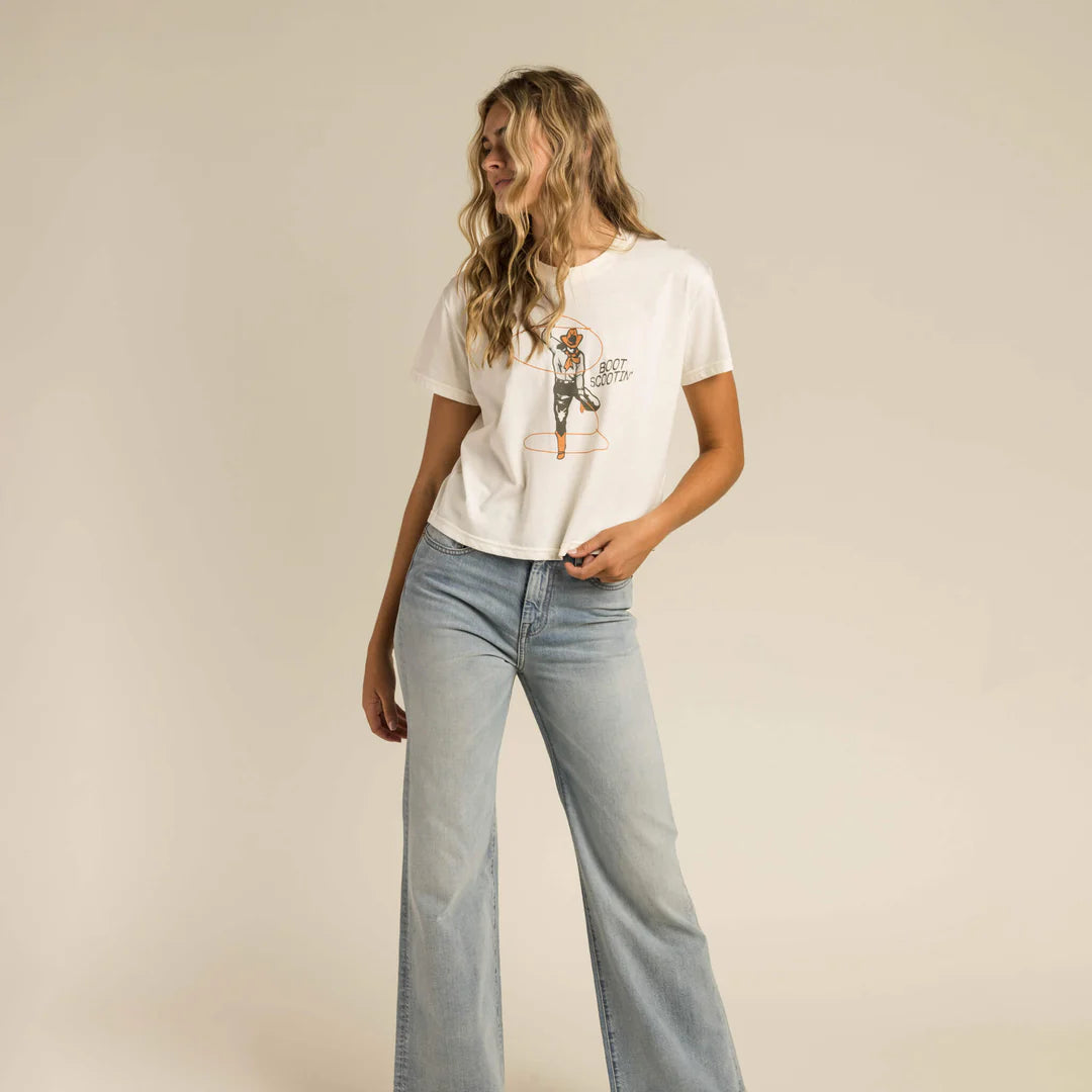 FW23 Studio Model wearing graphic tee and jeans