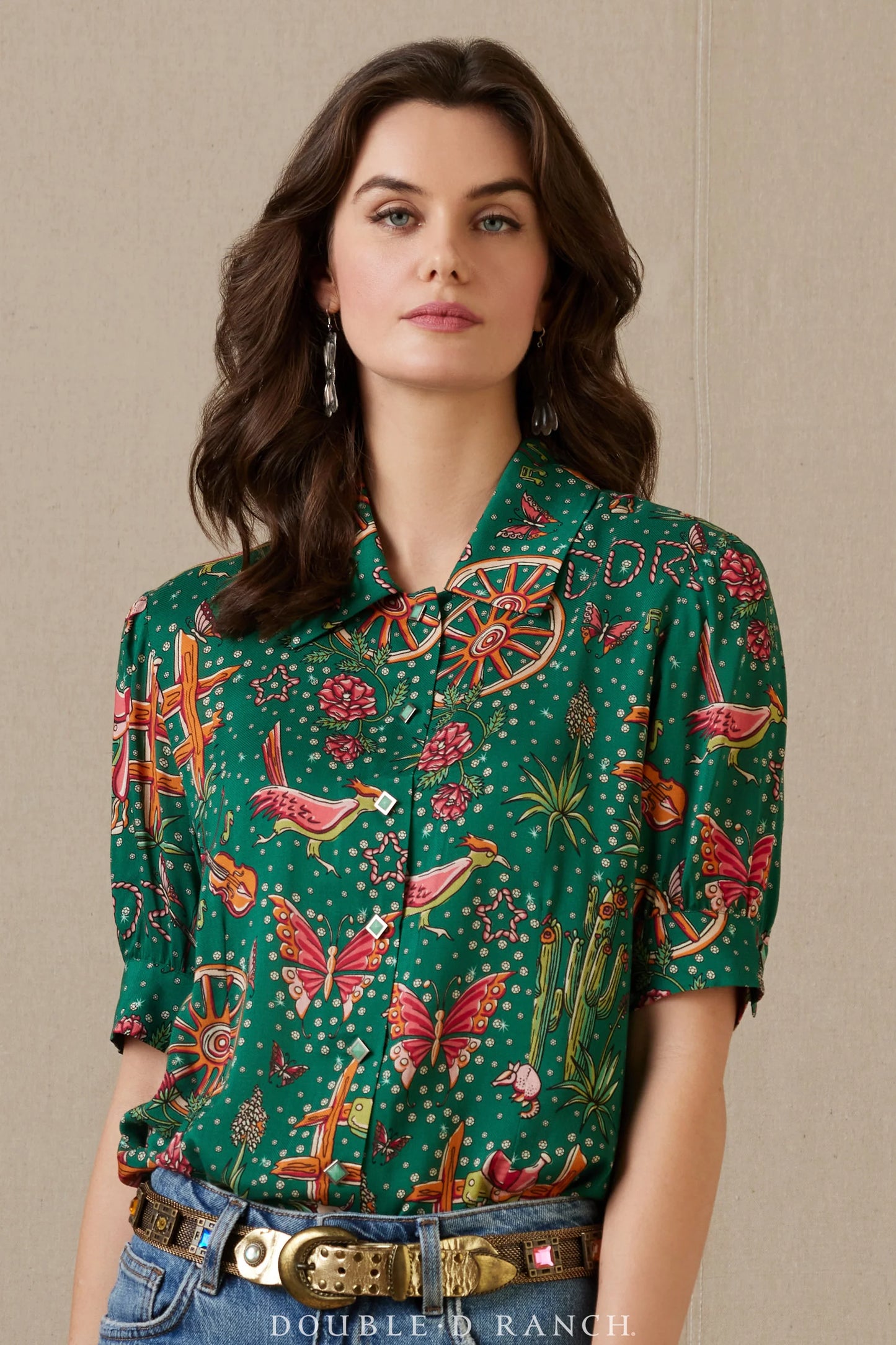 Rhinestone Suits & Cowboy Boots Short Sleeve Top by Double D Ranch at Bourbon Cowgirl