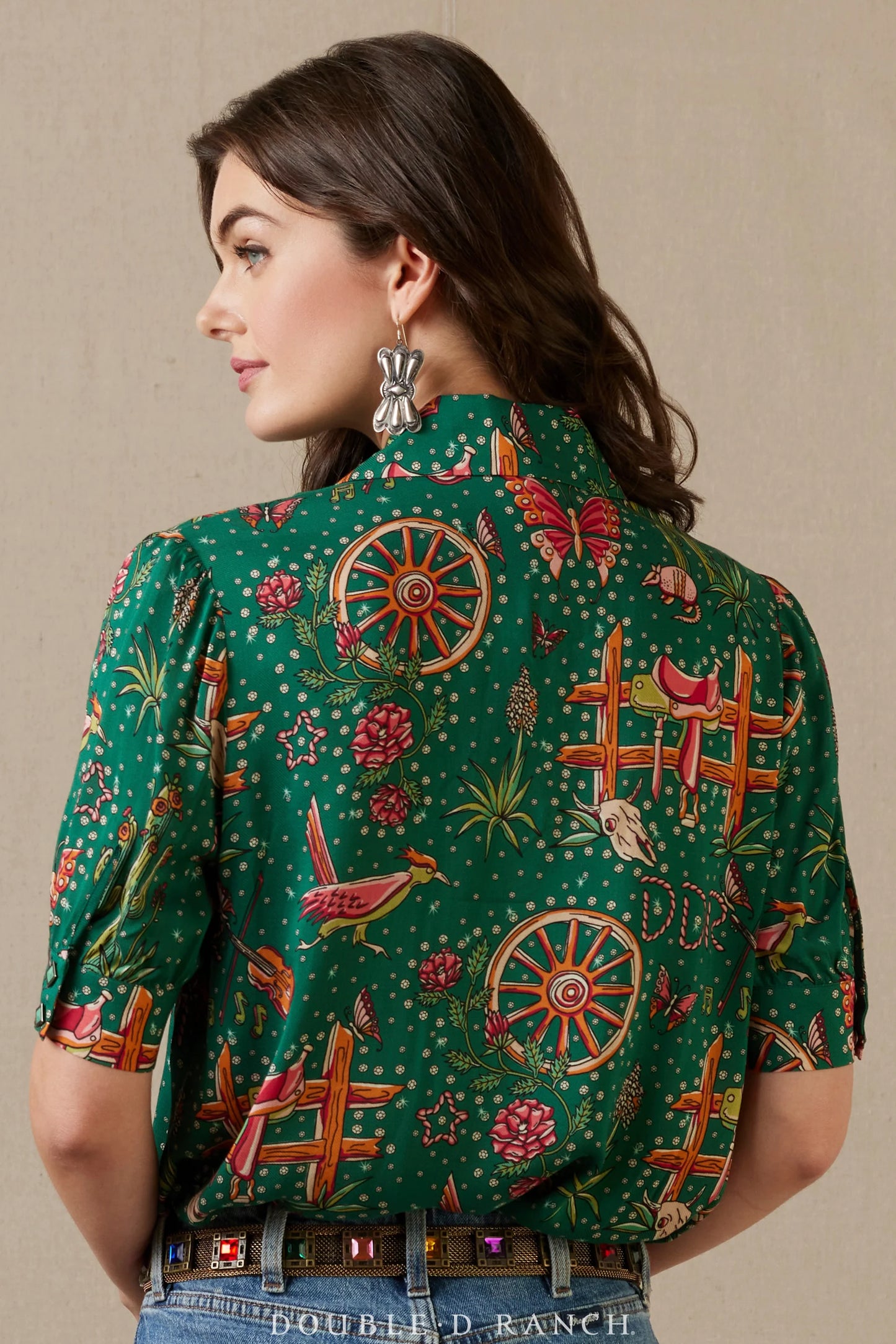 Rhinestone Suits & Cowboy Boots Short Sleeve Top by Double D Ranch at Bourbon Cowgirl