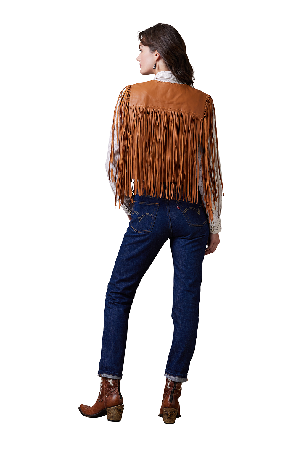 Brown fringe leather vest