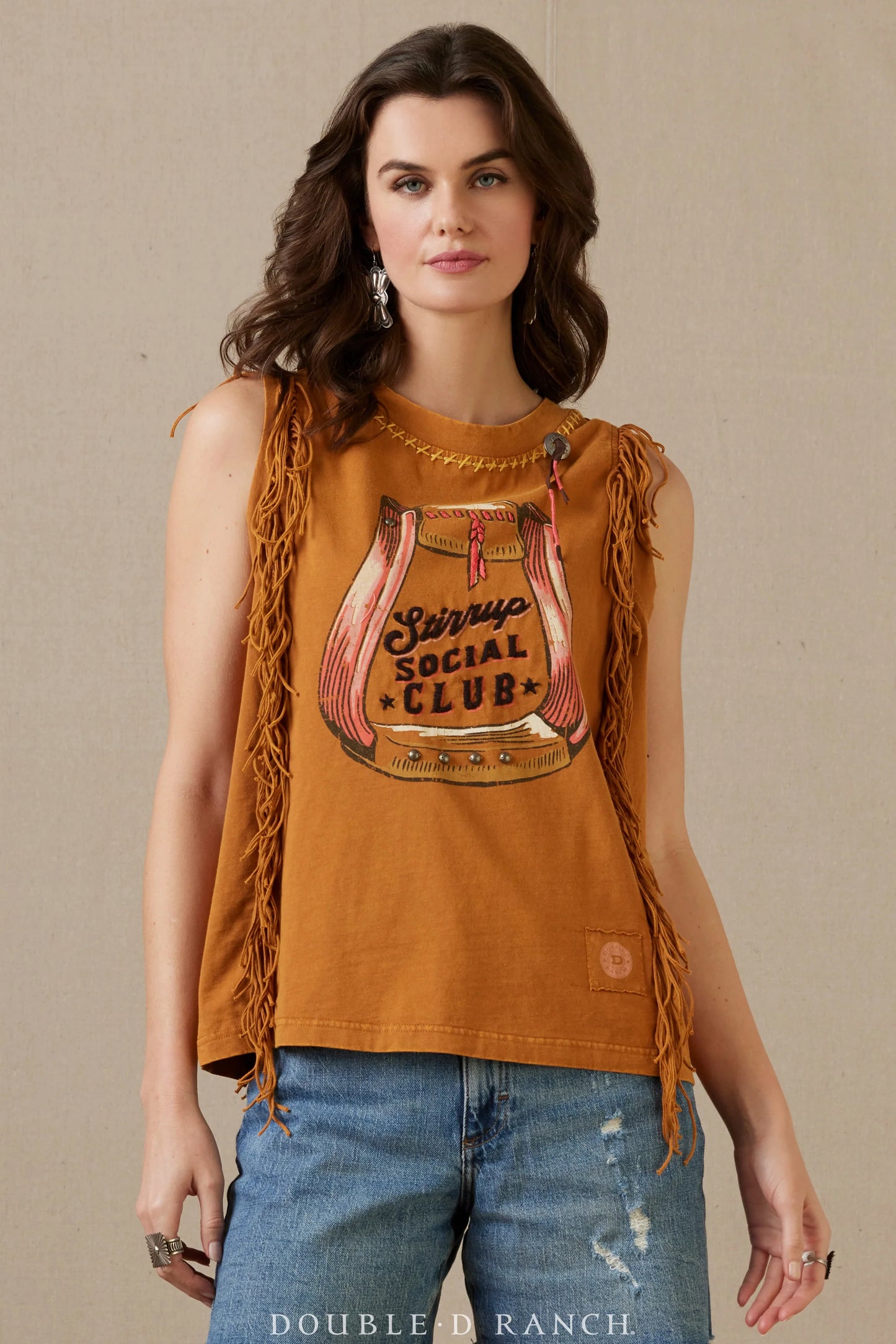Woman in Stirrup Social Club tank top