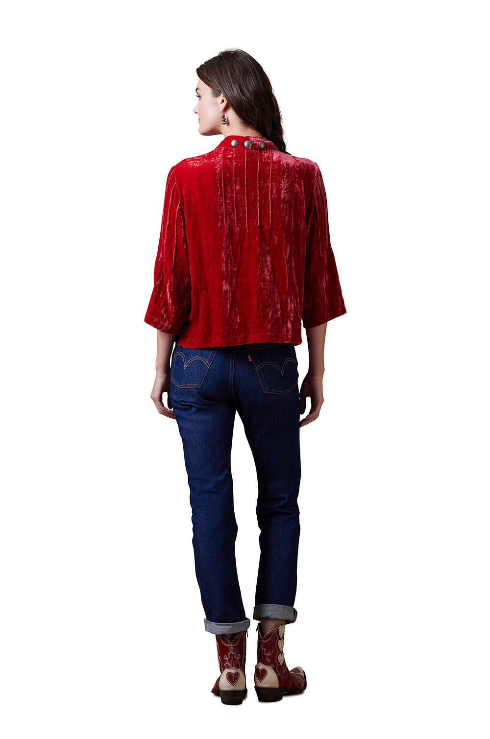 Daughter of the Moon Top, red velvet jacket