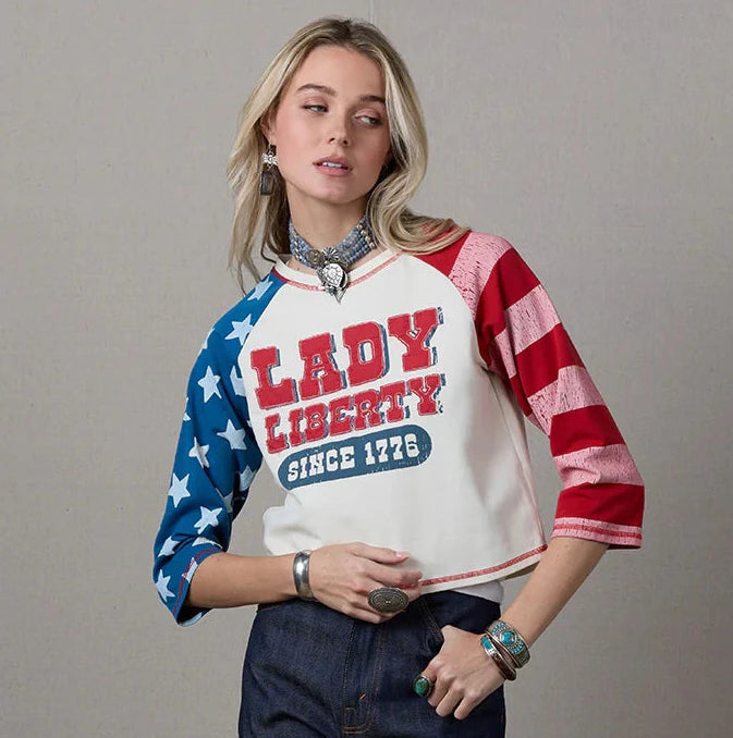 Lady Liberty Top in Bone by Double D Ranch