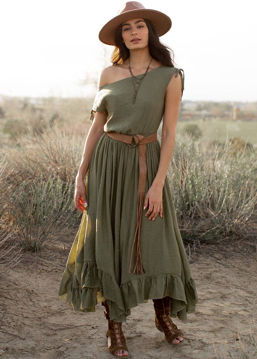Women's Gia Dress in Olive by Joyfolie