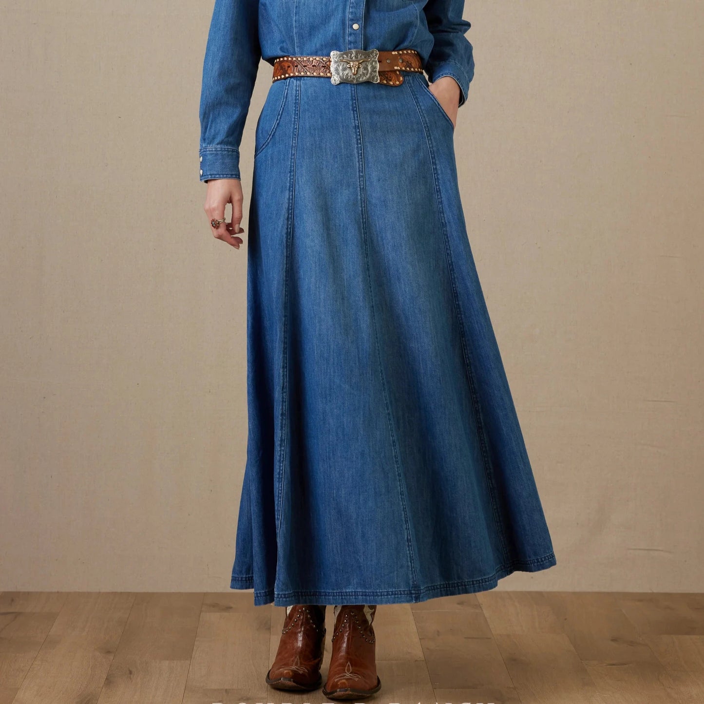 Indigo Trail denim skirt and top