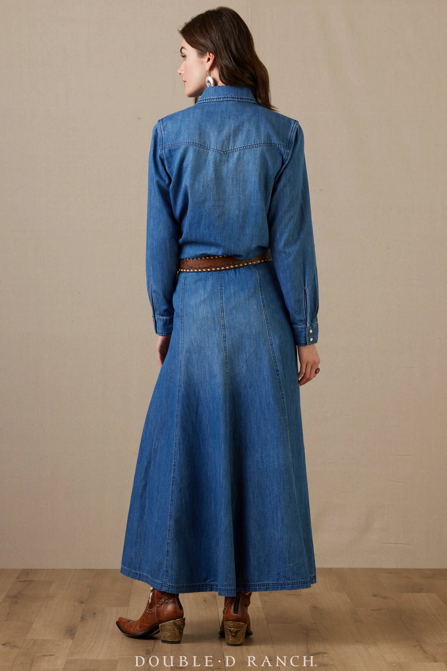 Indigo Trail denim dress from Romance Rustlers Reshoot
