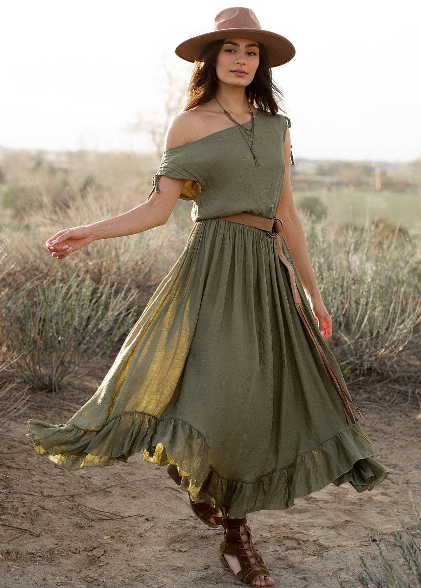 Women's Gia Dress in Olive by Joyfolie