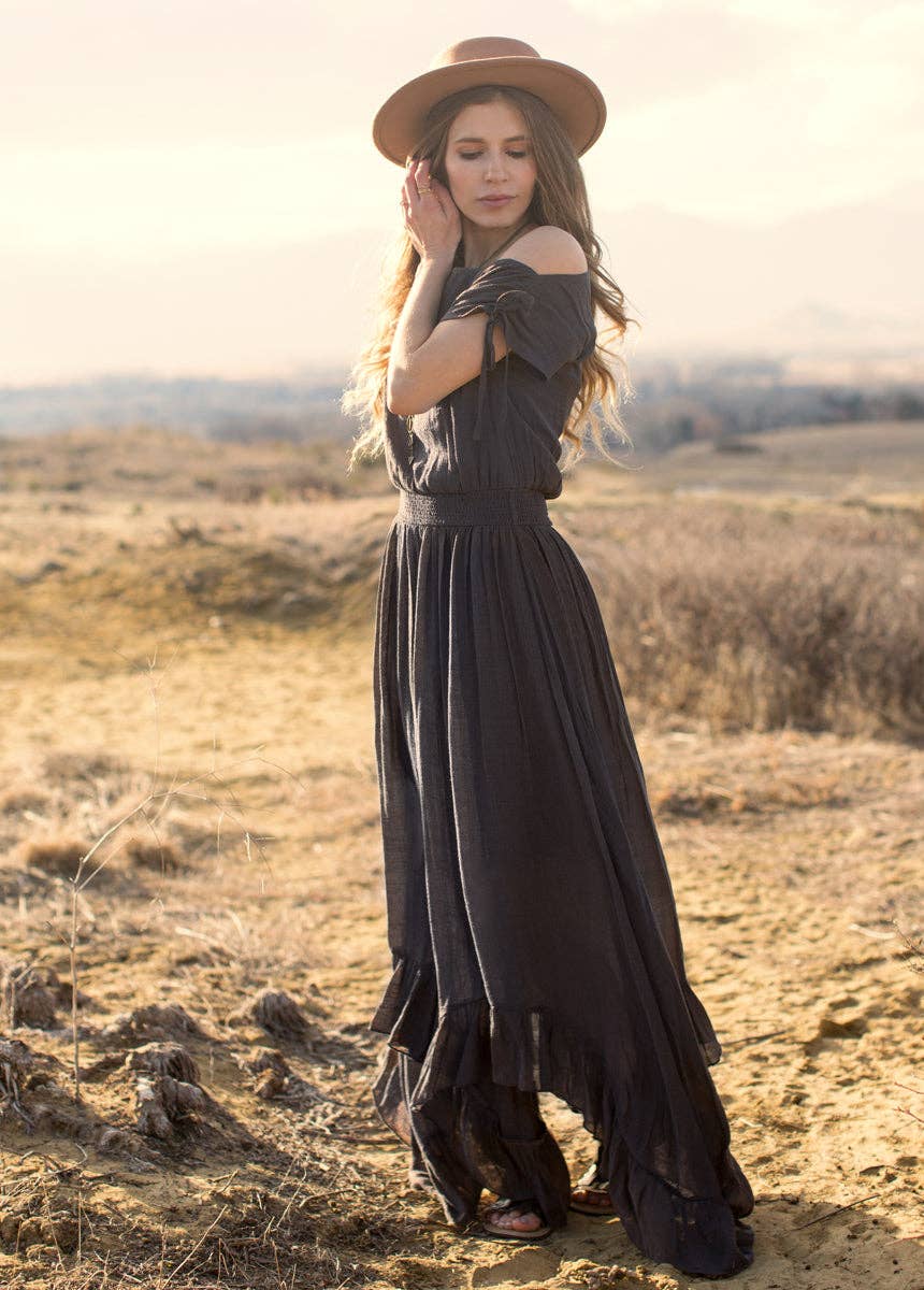 Women's Gia Dress in Charcoal by Joyfolie