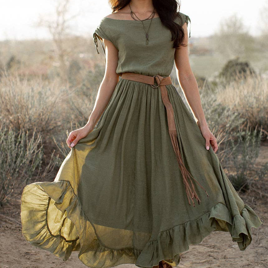 Women's Gia Dress in Olive by Joyfolie