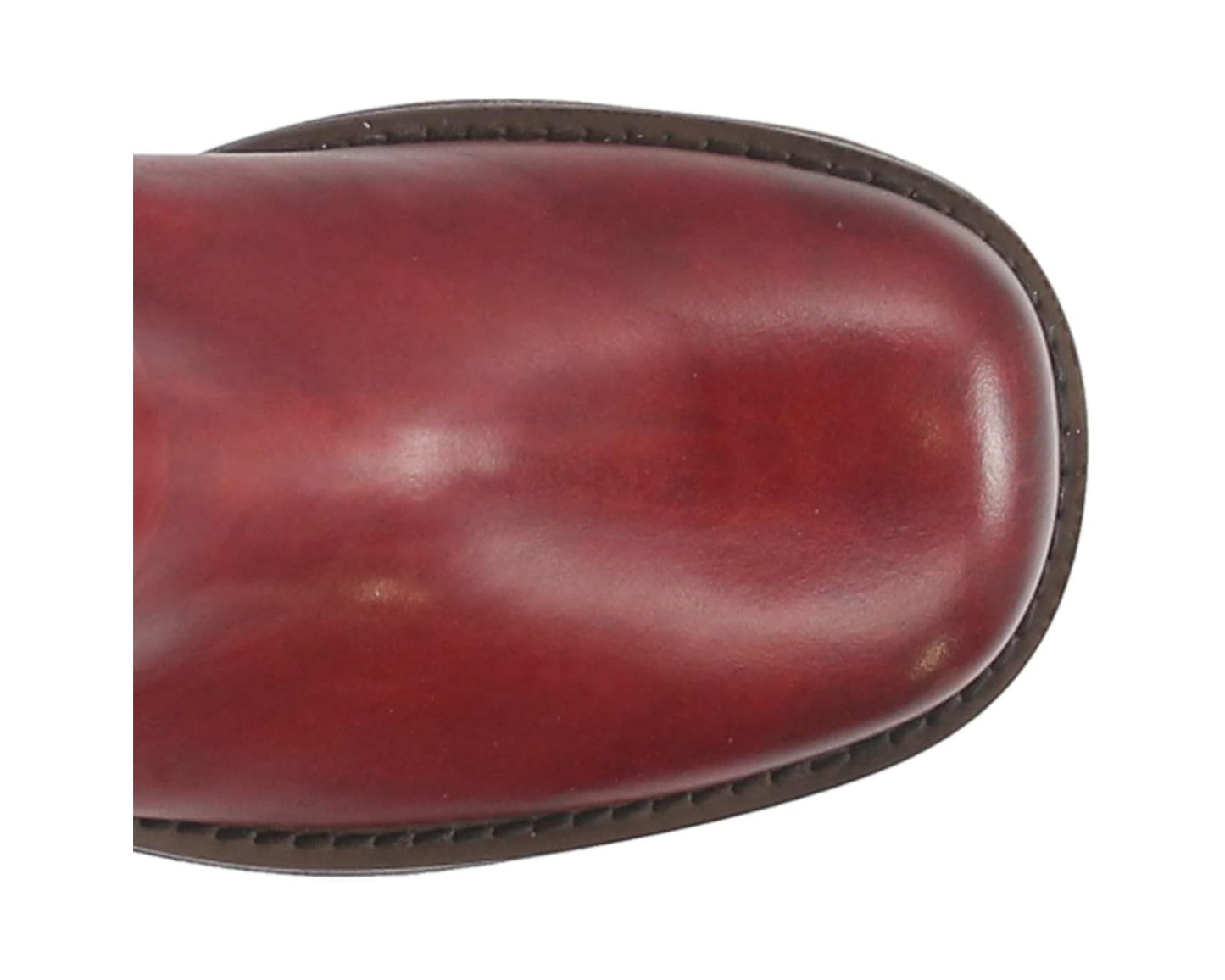 Red leather boot toe