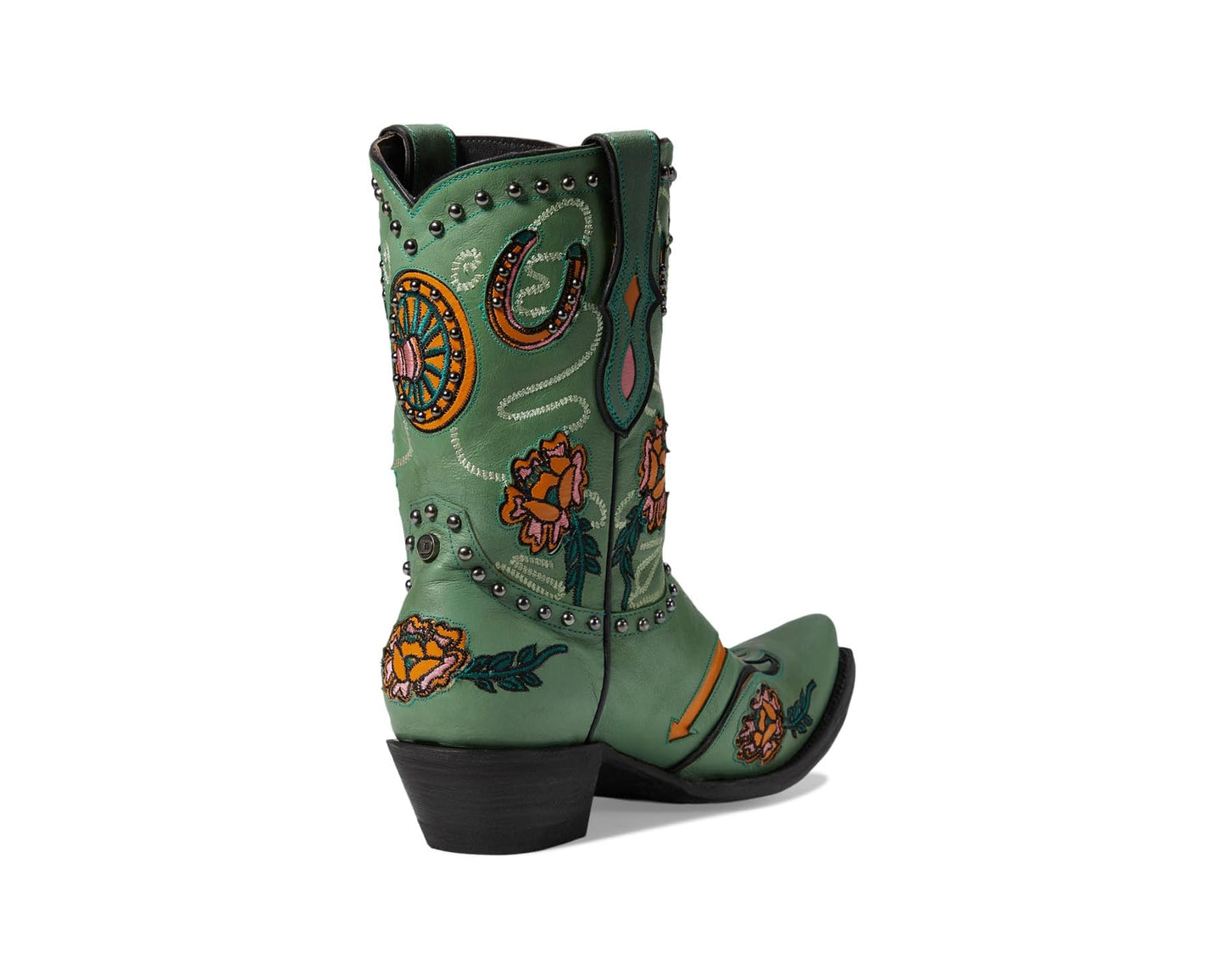Green embroidered cowboy boot