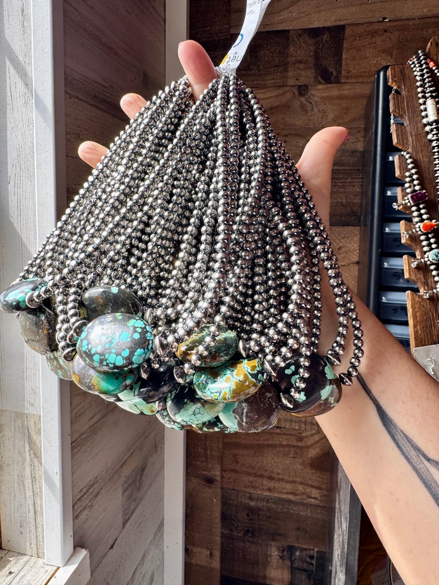 Turquoise and silver beaded necklaces - 6B9EA009-312B-4B7D