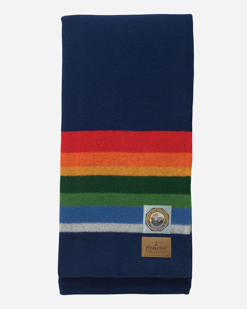 navy with rainbow stripes