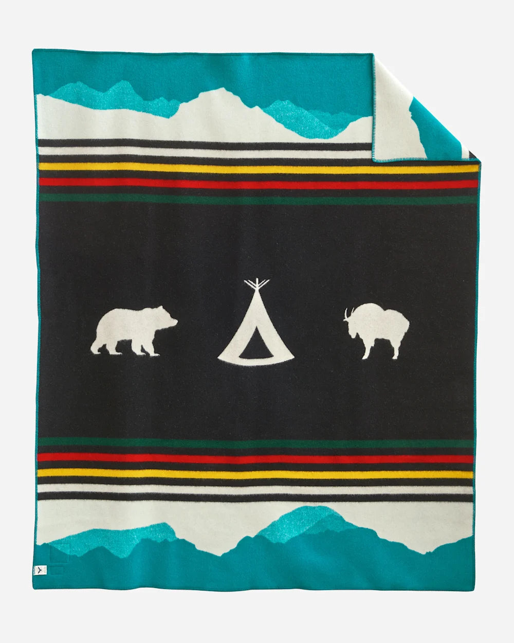 IVRY blanket with bear, teepee, and bison
