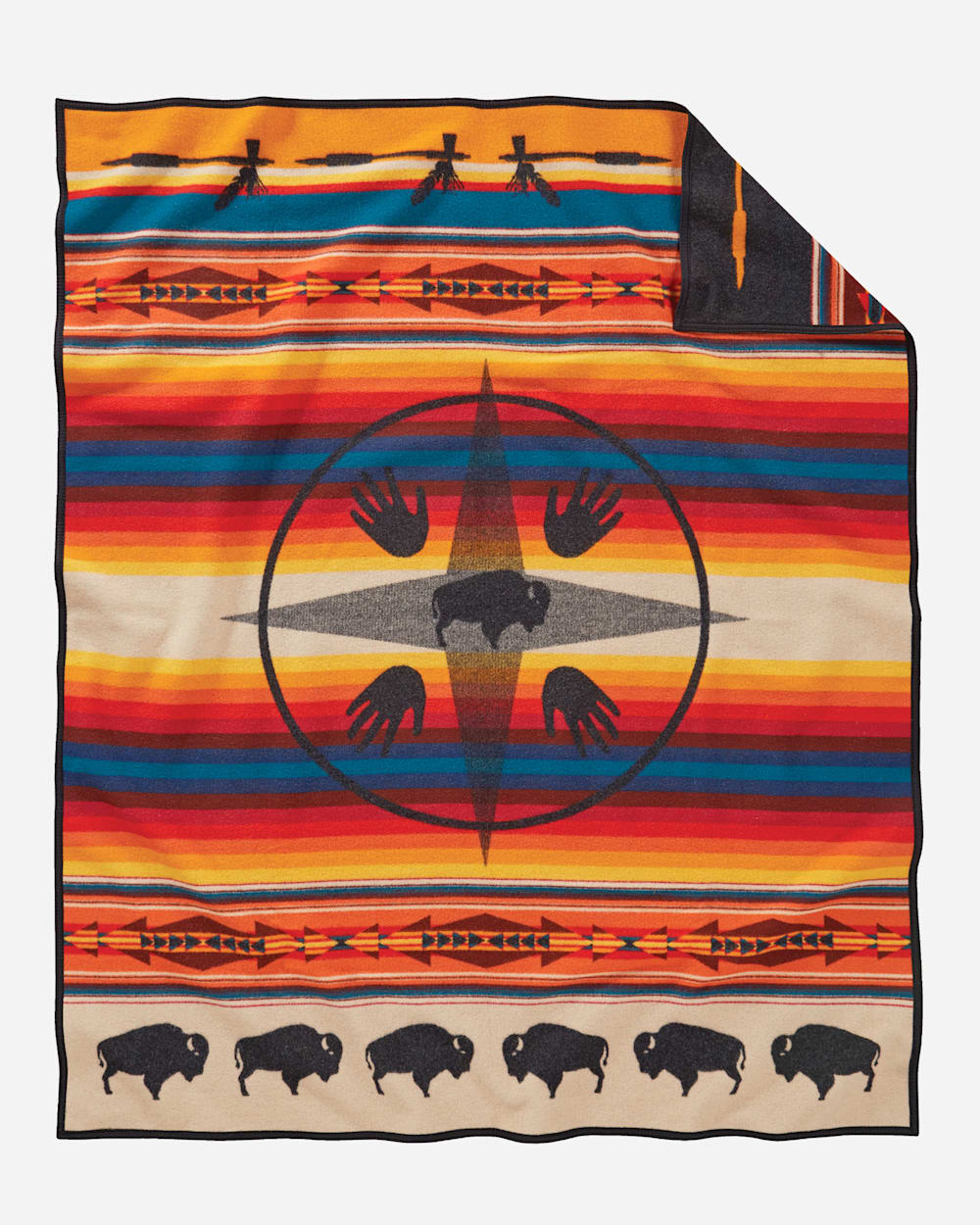 Native American-style blanket with buffalo, ALT1