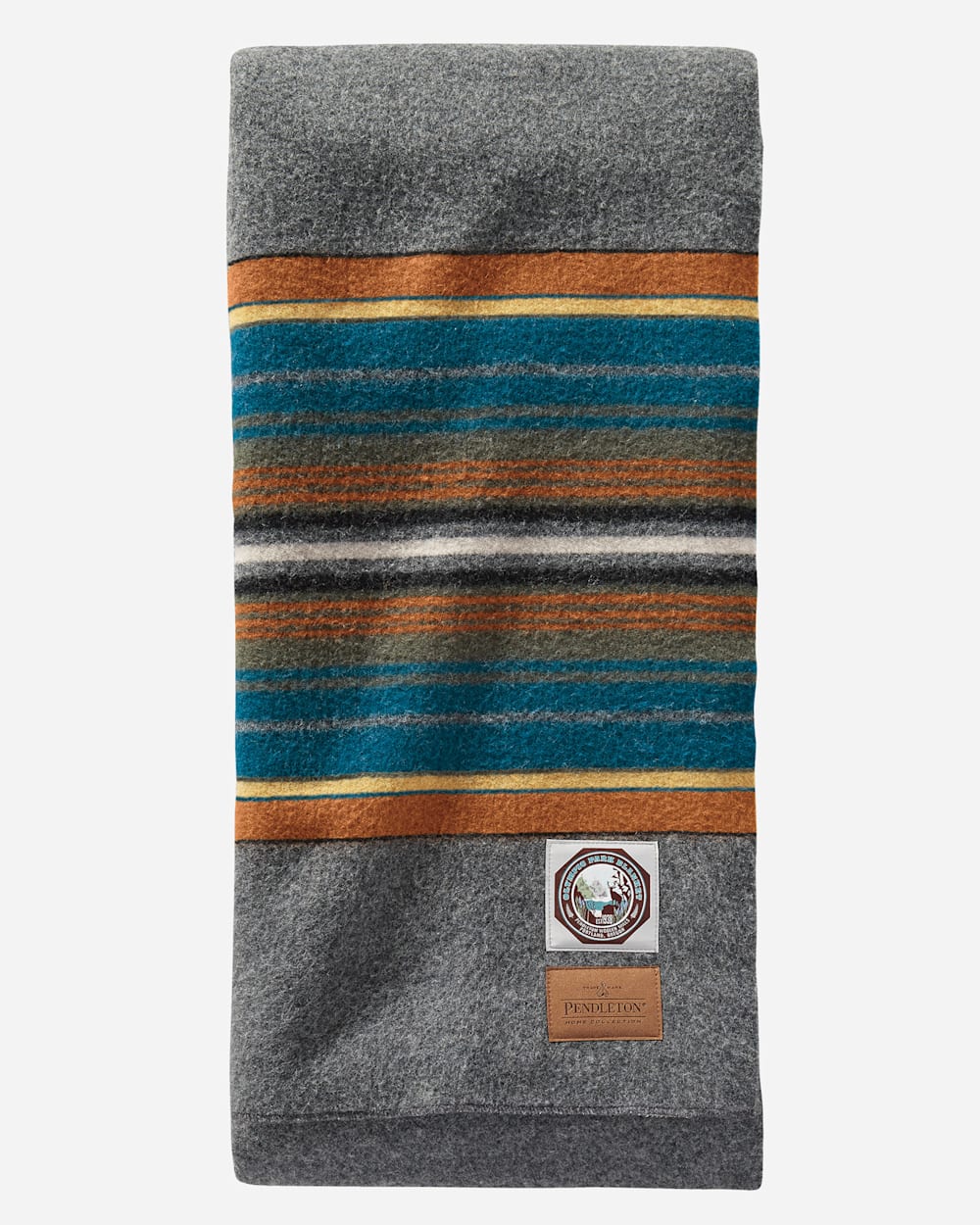 Pendleton Wool Blanket - Gray & Teal Stripe Pattern