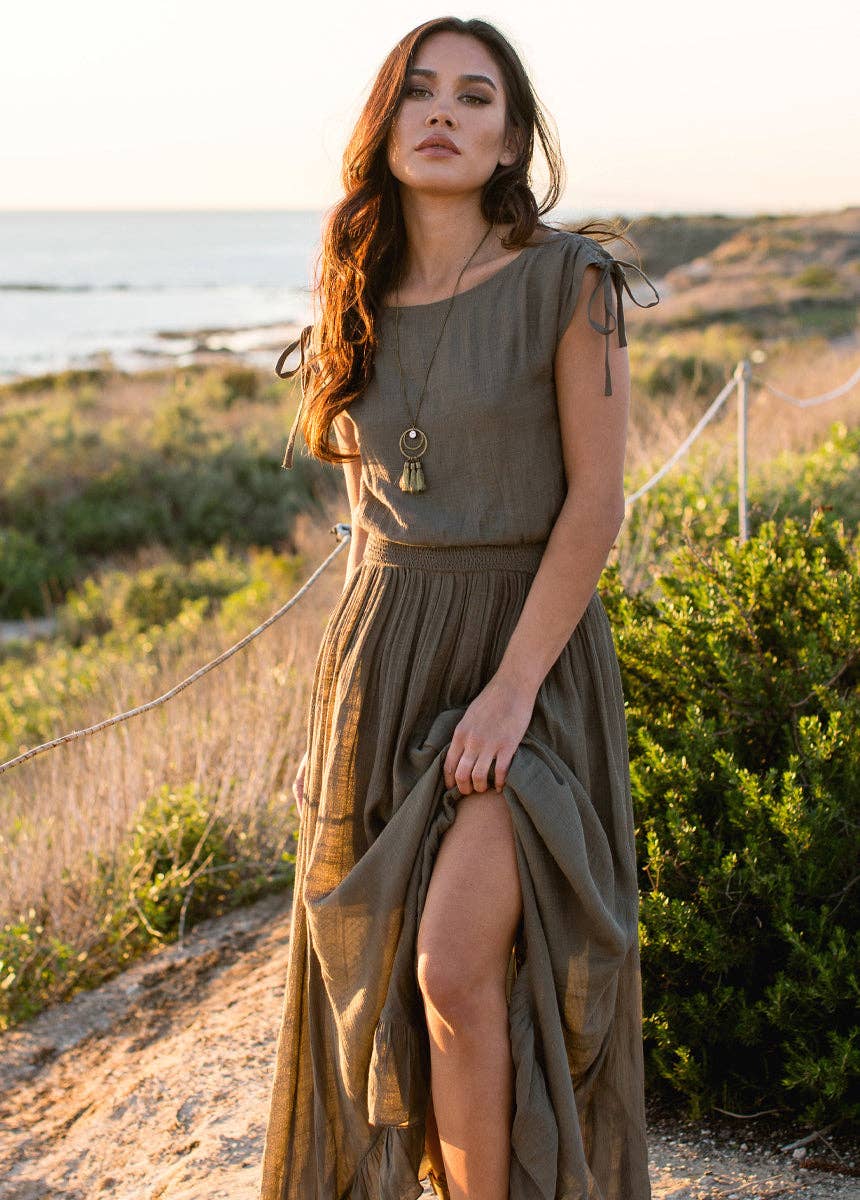 Women's Gia Dress in Olive by Joyfolie