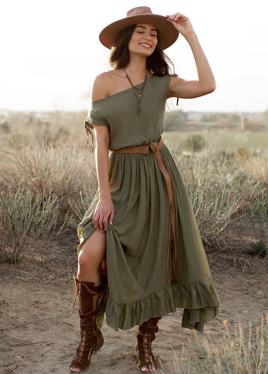Women's Gia Dress in Olive by Joyfolie
