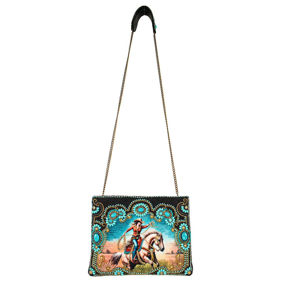 Purse with cowboy riding horse.