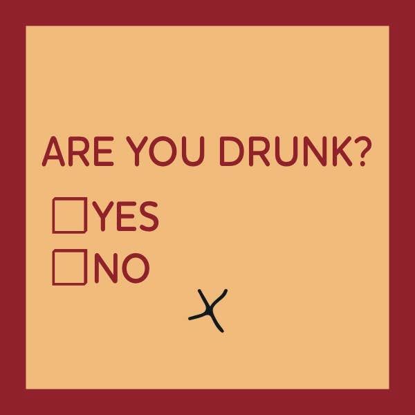 Text saying Are you drunk? with Yes checked.