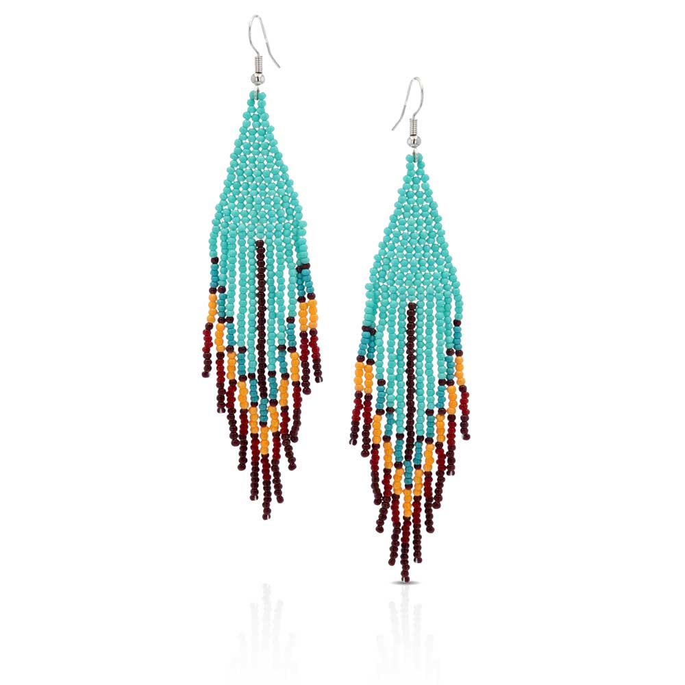 Turquoise beaded fringe earrings