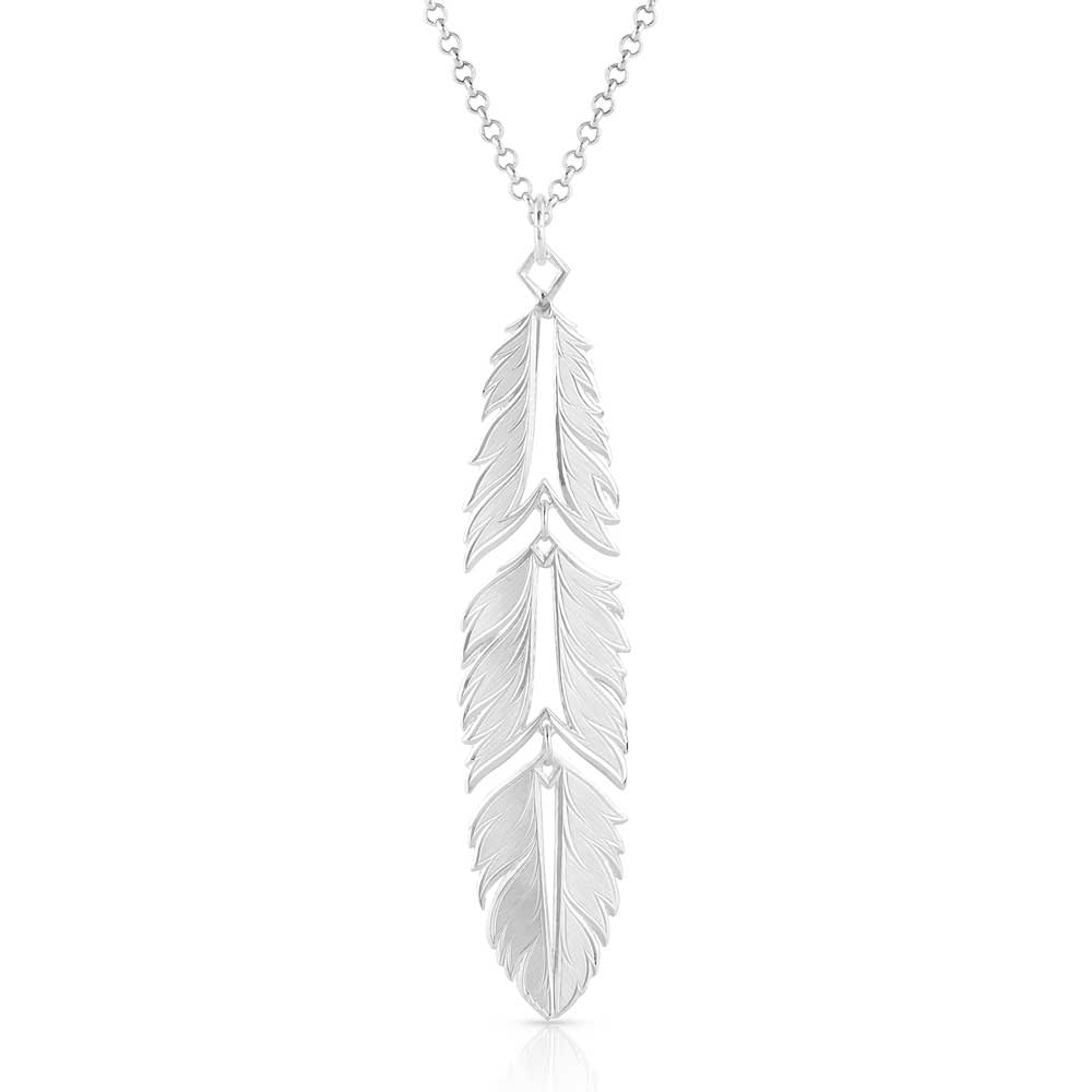 AMNC5459 Silver Feather Necklace