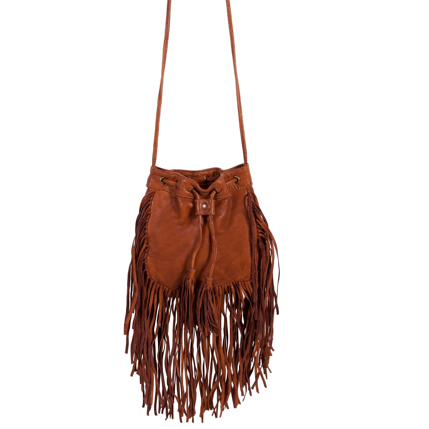 B184-HB brown suede fringe crossbody bag
