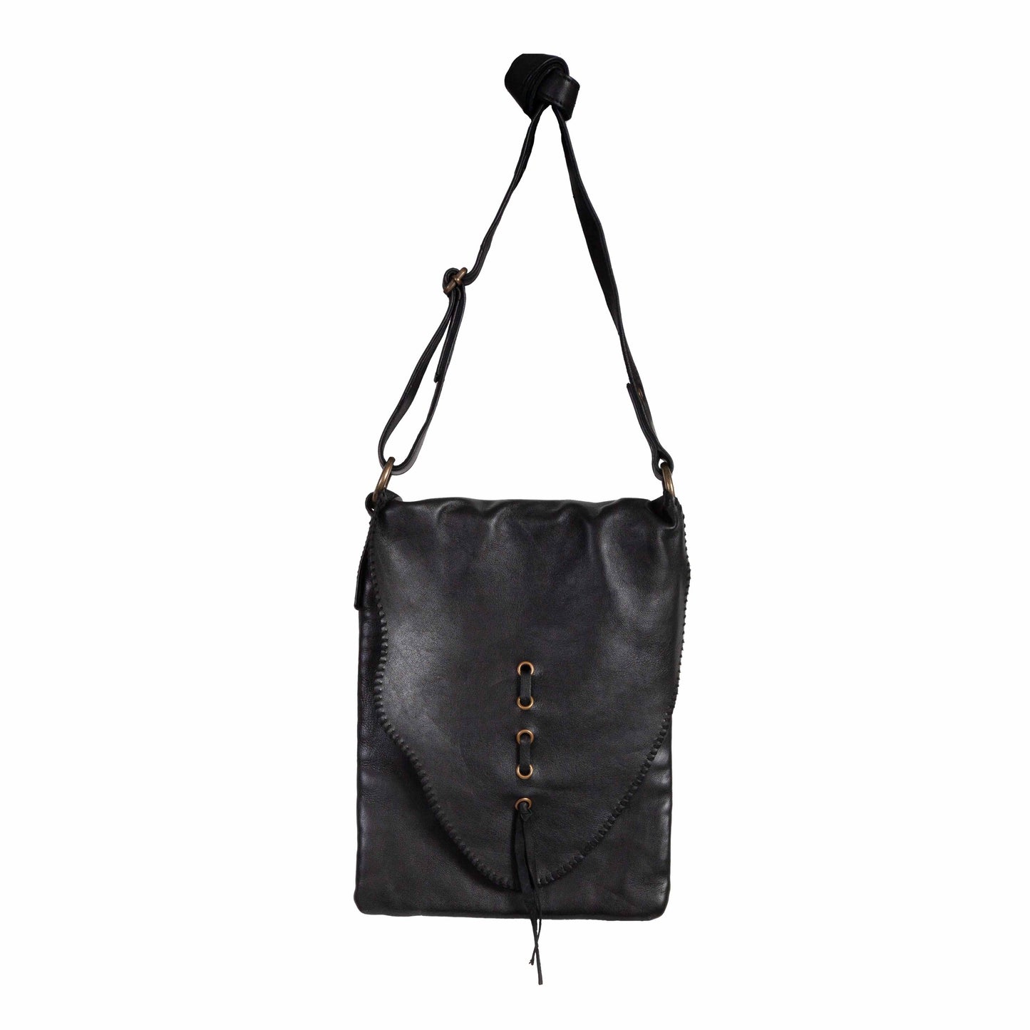 B185-BLK-HB Black Leather Crossbody Bag