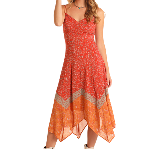 Red floral dress BWD0R05891---A