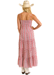 Cowgirl in red patterned maxi dress, BWD0R06320