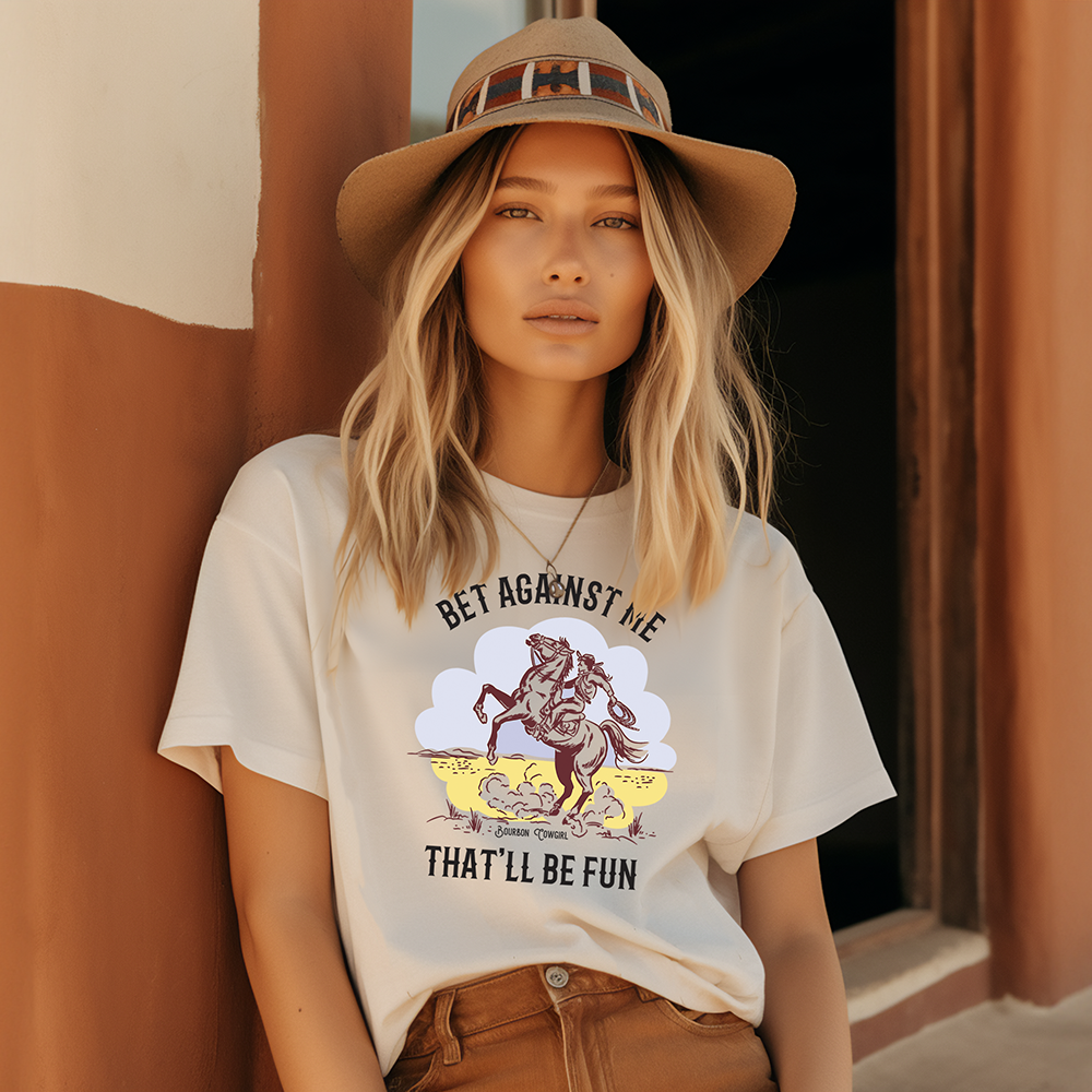 Woman wearing Bet Against Me tee shirt