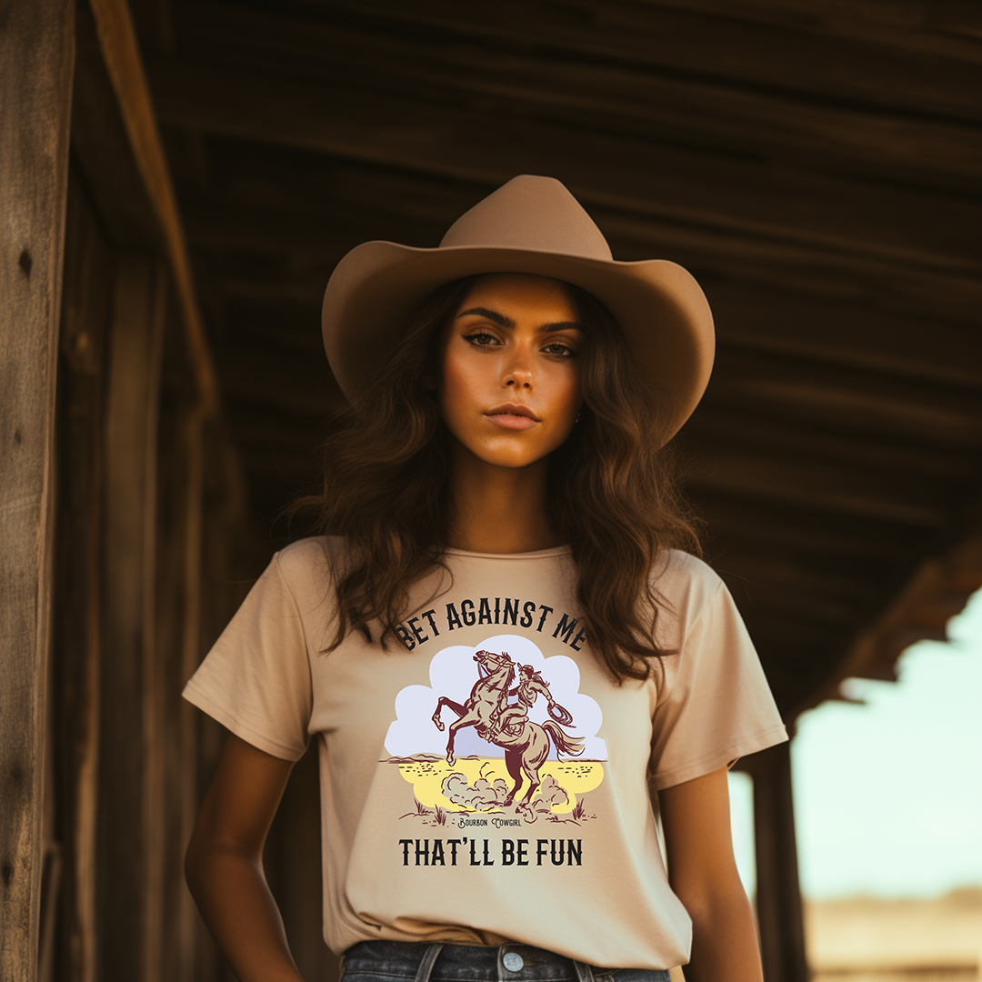 Bet Against Me Tee shirt with cowboy graphic