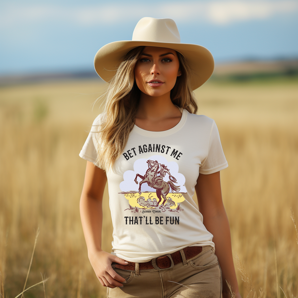Woman in Bet Against Me tee shirt
