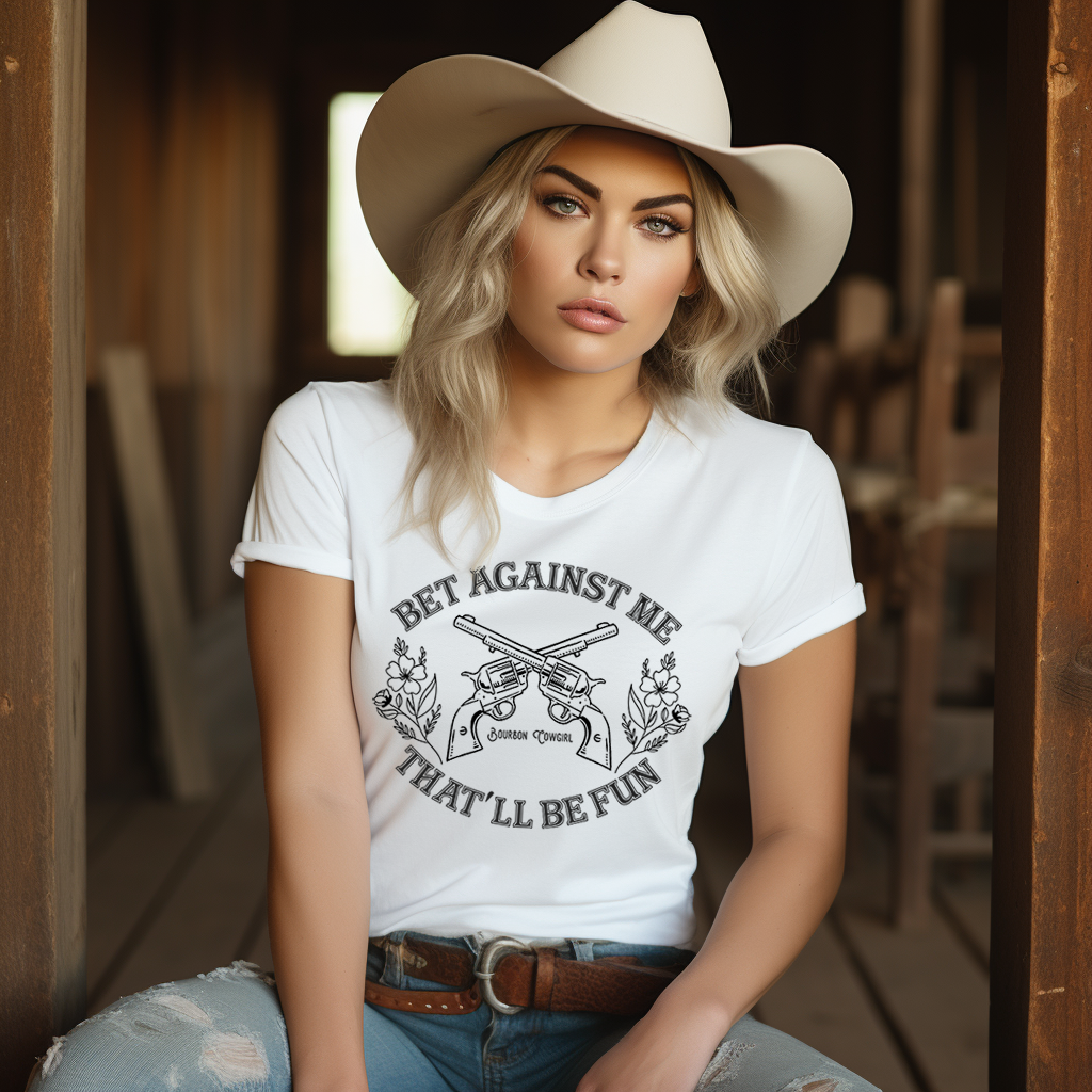 Bet Against Me T-shirt woman in cowboy hat