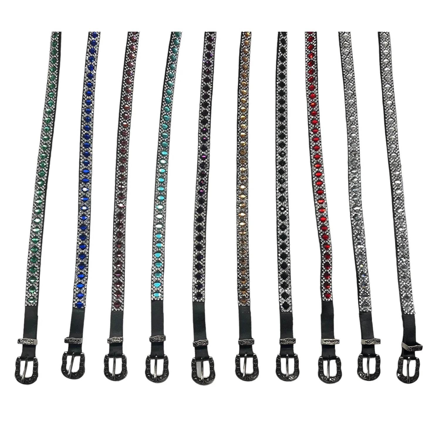 Bling Set of 10 Thin Jeweled Belts