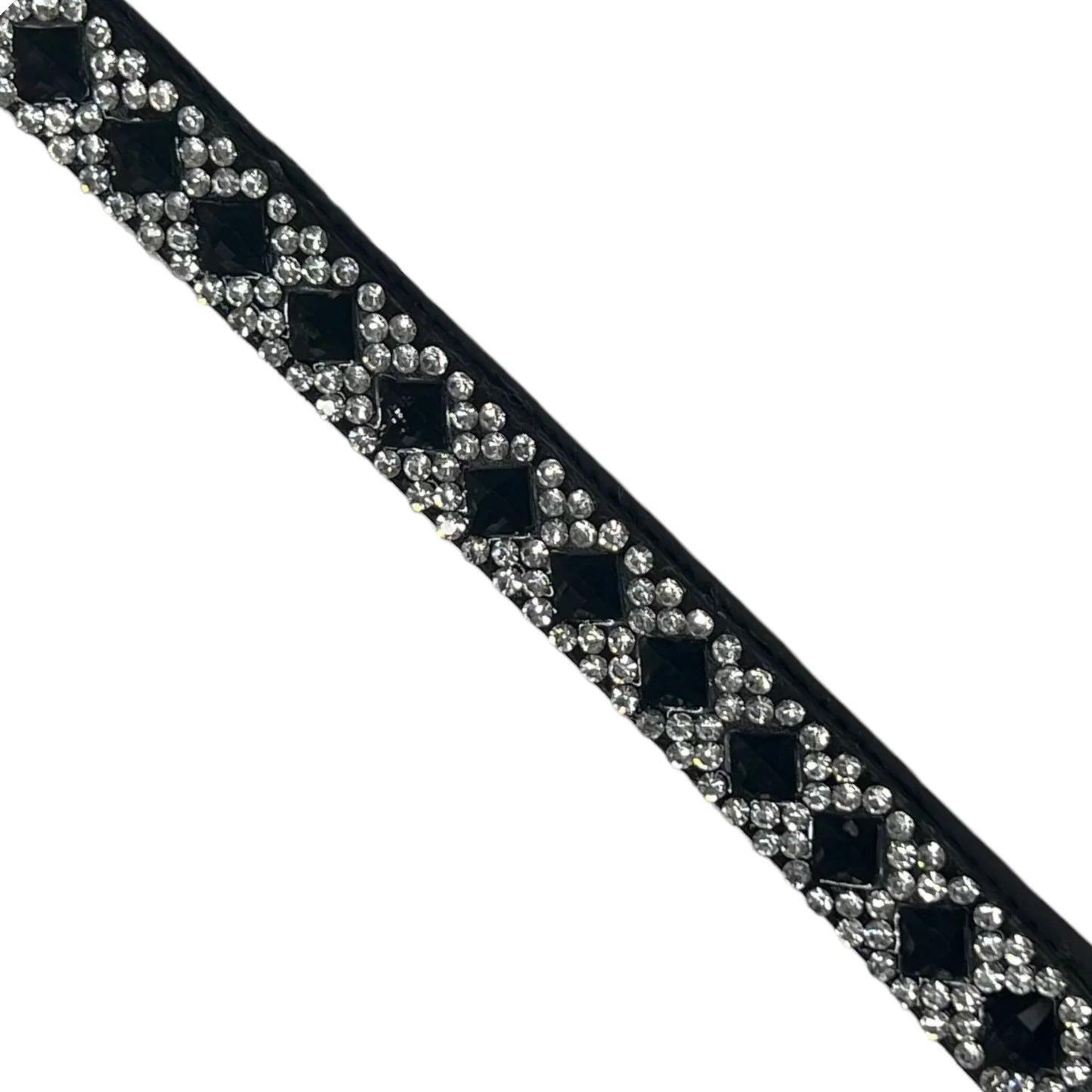 Black bling trim with square and round crystals