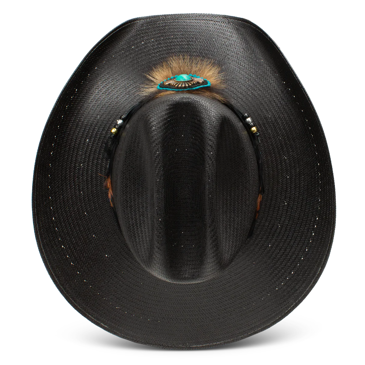 Black cowboy hat with feather detail - CSCNWF-304207