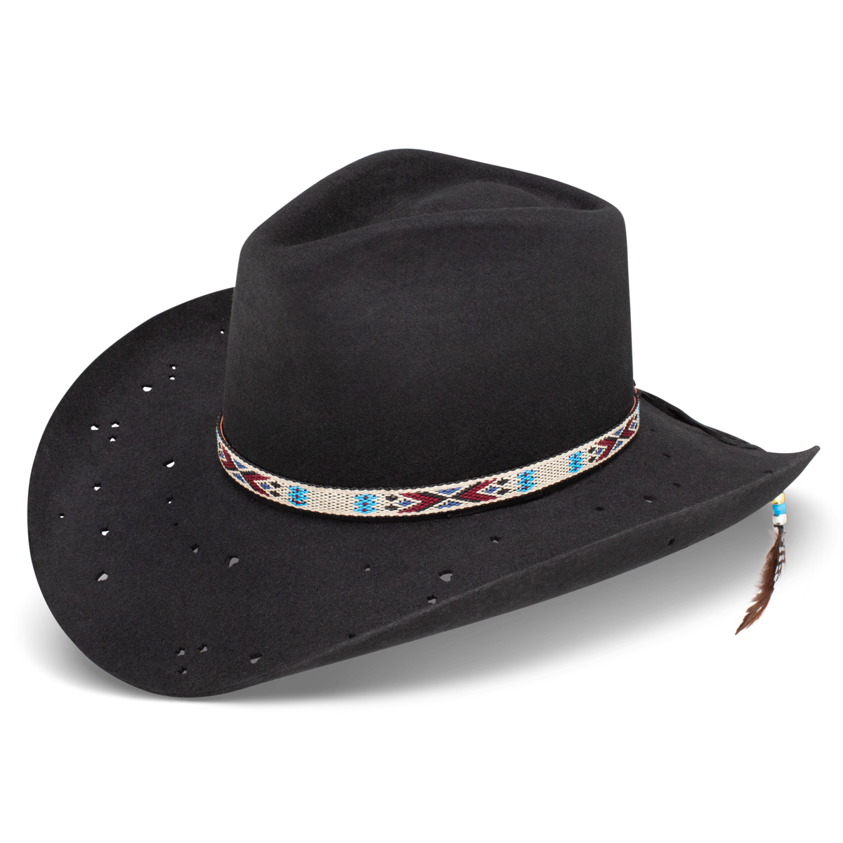 Black cowboy hat with beaded band, CWWHRS-153607